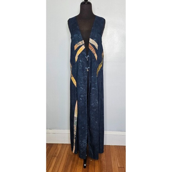 NATIVEWEAR DESIGNS Women's Long Duster Vest Medium Artsy Hippie Boho Ethnic - Picture 1 of 7